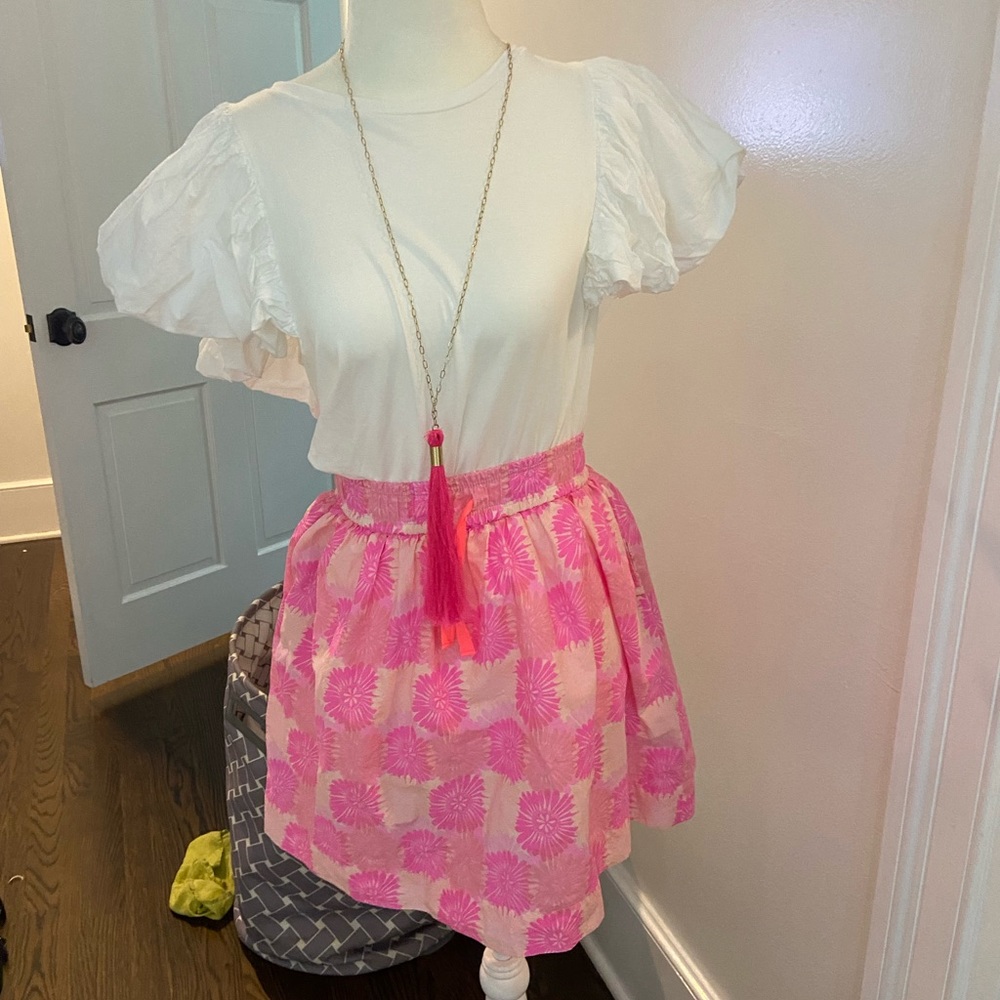 Pink floral skirt